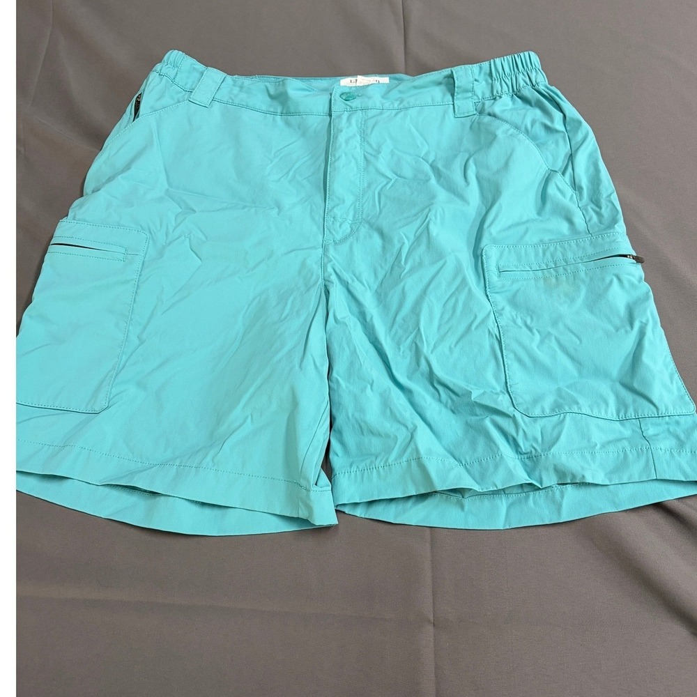 LL Bean Comfort Gold Shorts Mens Medium Regular Teal Blue Nylon Spandex Hiking